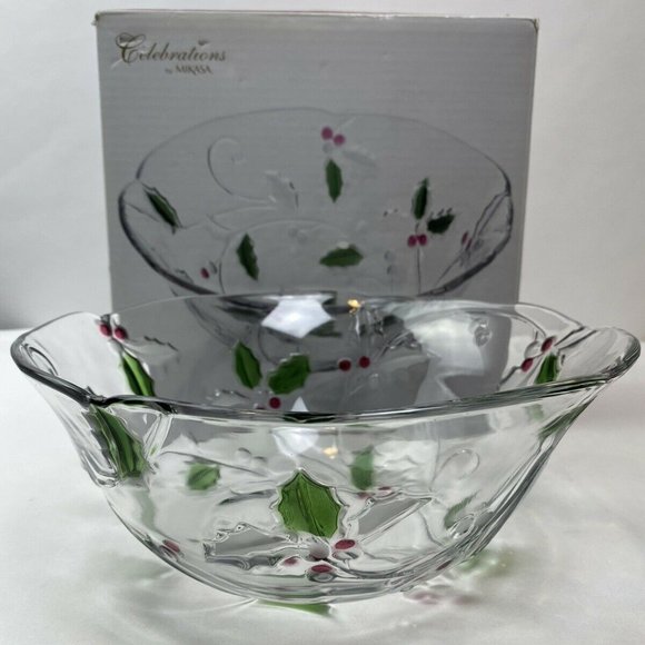 Mikasa Merry Holly glass bowl 11” diameter - Picture 7 of 9